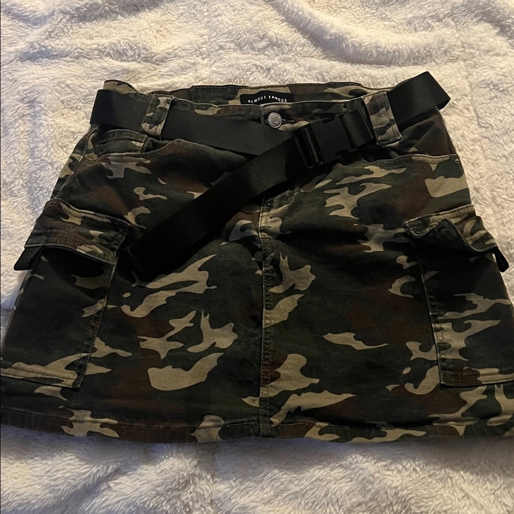 Almost Famous Camouflage Skirt with Black Accents